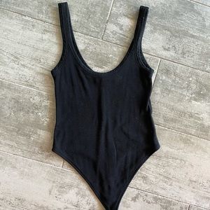 All saints black ribbed double lined bodysuit